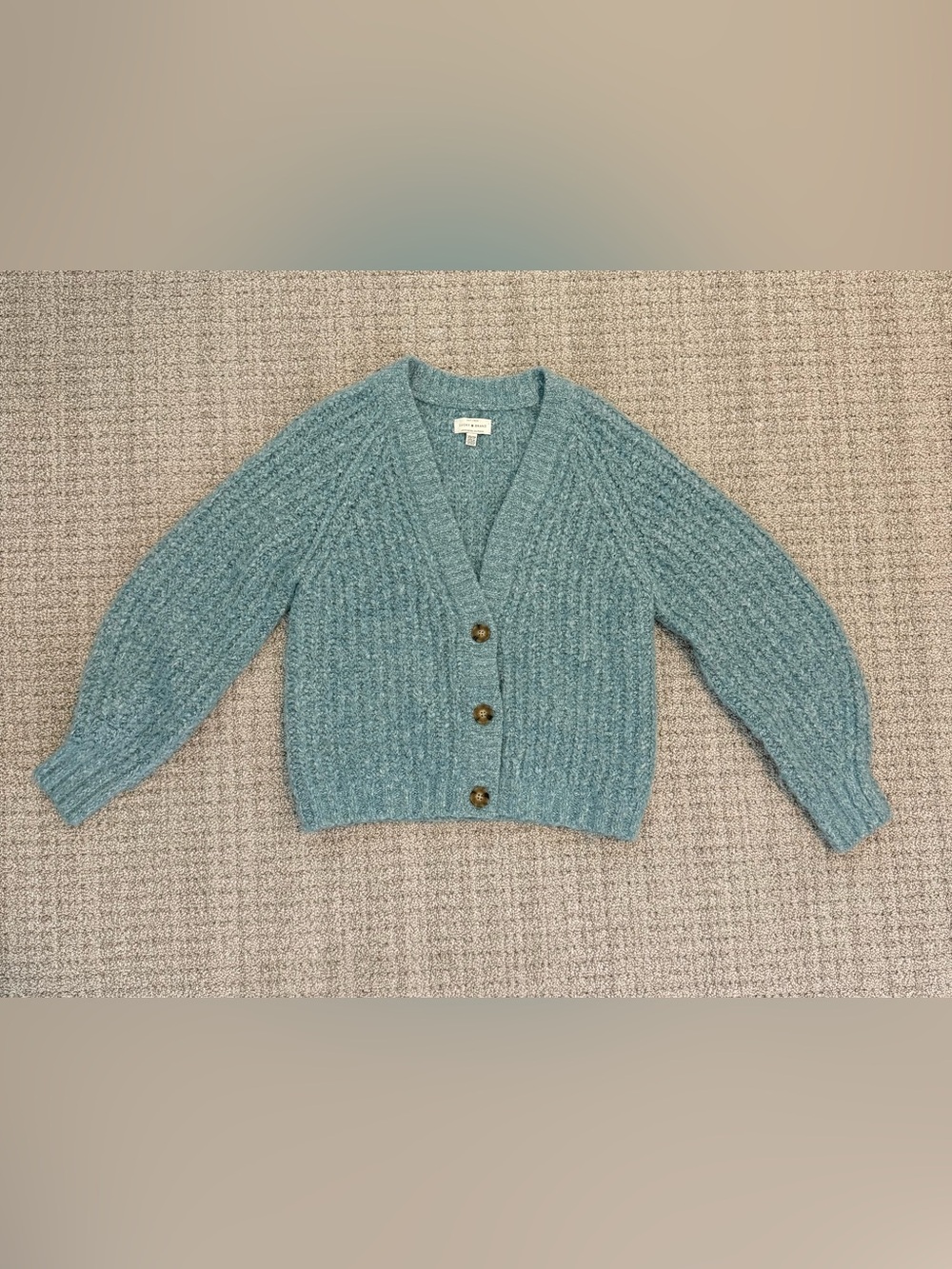 Lucky Brand Cropped Cardigan Blue Wool Blend